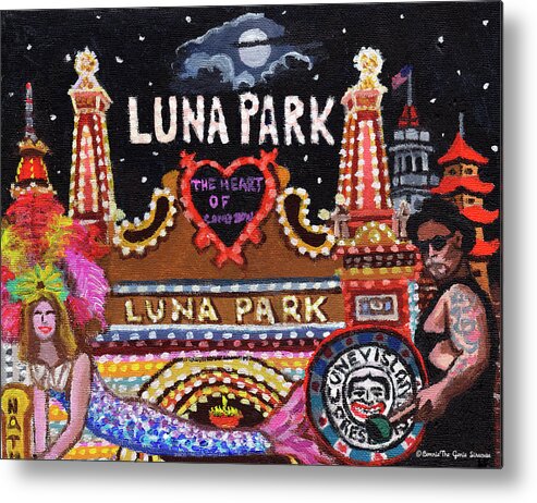 Luna Park Metal Print featuring the painting Luna Park #1 by Bonnie Siracusa