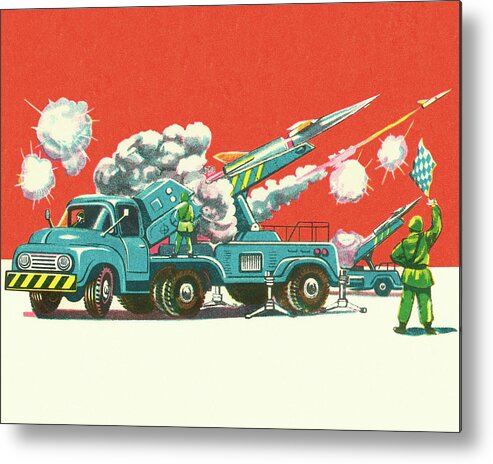 Armed Forces Metal Poster featuring the drawing Missile Launcher #1 by CSA Images