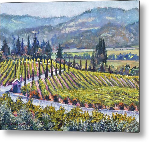 Landscape Metal Print featuring the painting Napa Valley Vineyards #2 by David Lloyd Glover