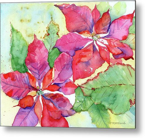 Poinsettia Metal Print featuring the painting Poinsettia by Rebecca Matthews