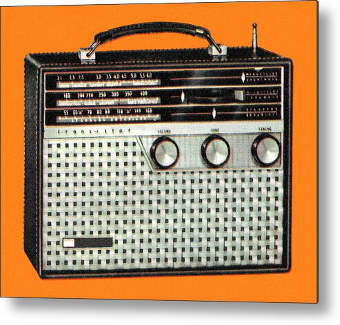 Broadcast Metal Poster featuring the drawing Portable Radio #1 by CSA Images