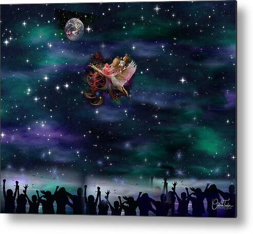 Children Metal Print featuring the mixed media Soaring Through the Galaxy by Colleen Taylor