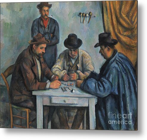 Oil Painting Metal Print featuring the drawing The Card Players #1 by Heritage Images