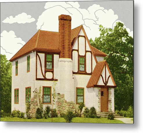 Architecture Metal Poster featuring the drawing Tudor Style House #1 by CSA Images