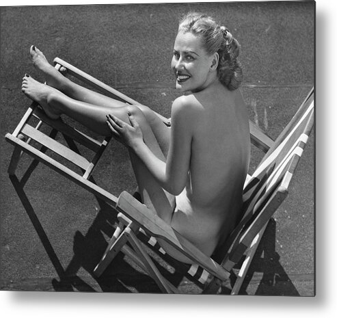 People Metal Print featuring the photograph Woman In Beach Chair #1 by George Marks
