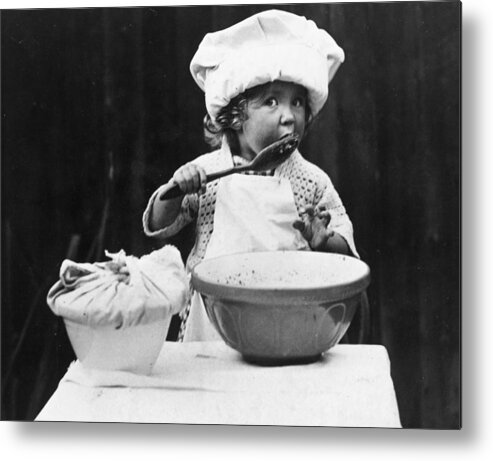 Cooking Utensil Metal Print featuring the photograph Young Chef #1 by Fox Photos