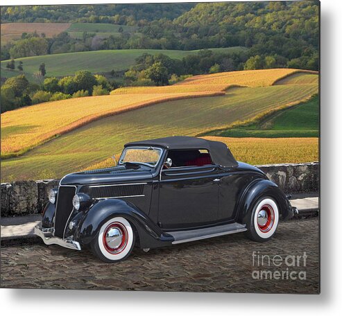 Customized Metal Print featuring the photograph 1936 Ford Cabriolet by Ron Long