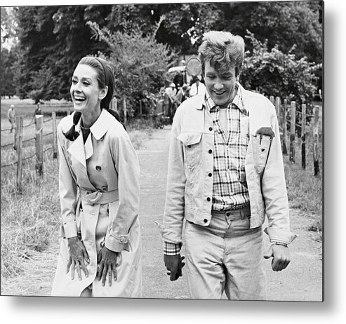 Albert Finney Metal Print featuring the photograph AUDREY HEPBURN and ALBERT FINNEY in TWO FOR THE ROAD -1967-. #2 by Album