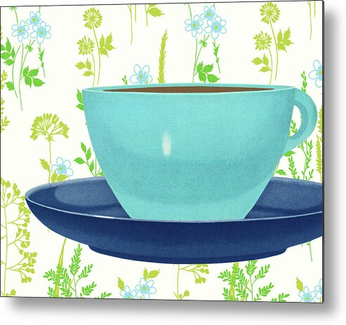 Background Metal Print featuring the drawing Coffee Cup and Saucer #2 by CSA Images