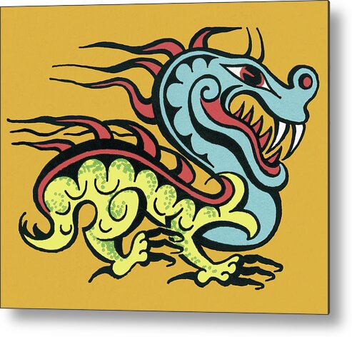 Asia Metal Print featuring the drawing Dragon #2 by CSA Images