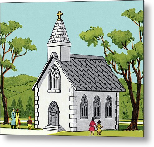 Architecture Metal Print featuring the drawing Small Country Church #2 by CSA Images