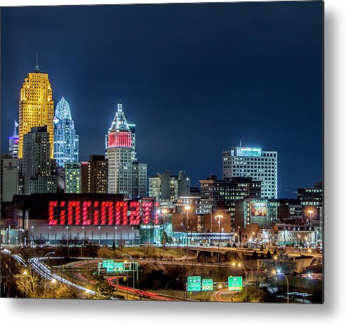 Cincinnati Metal Print featuring the photograph 2014 Cincinnati, Ohio Night Skyline by Dave Morgan