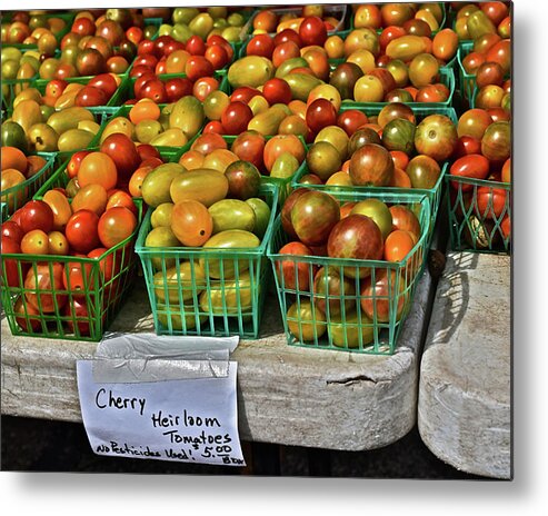 Cherry Tomatoes Metal Print featuring the photograph 2019 Monona Farmers' Market July Cherry Tomatoes by Janis Senungetuk