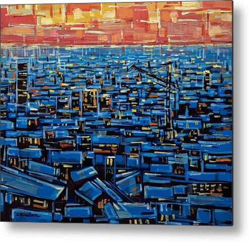 Sunset Metal Print featuring the painting Facades #3 by Enrique Zaldivar