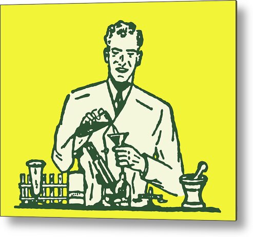 Adult Metal Print featuring the drawing Scientist in Laboratory #42 by CSA Images