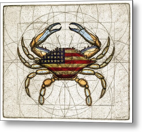 Charles Harden Metal Print featuring the mixed media 4th of July Crab by Charles Harden