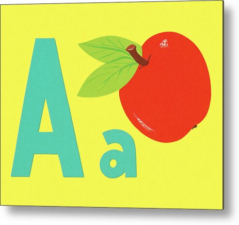 A Metal Print featuring the drawing A as in Apple by CSA Images