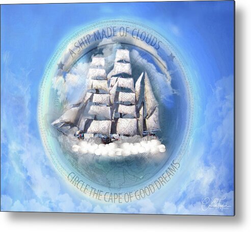 Clouds Metal Print featuring the mixed media A Ship Made of Clouds by Colleen Taylor