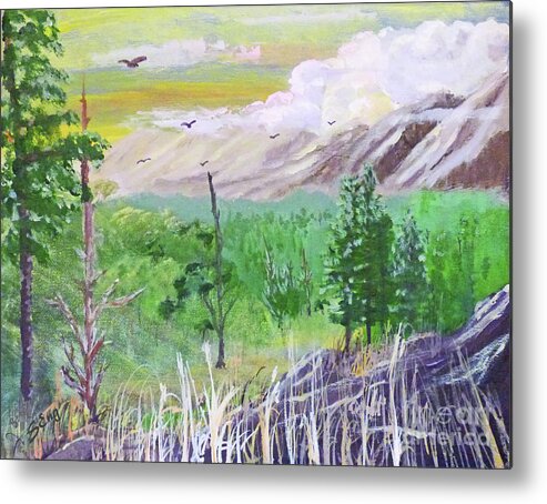Landscape Metal Print featuring the painting Across the Valley 300 by Sharon Williams Eng