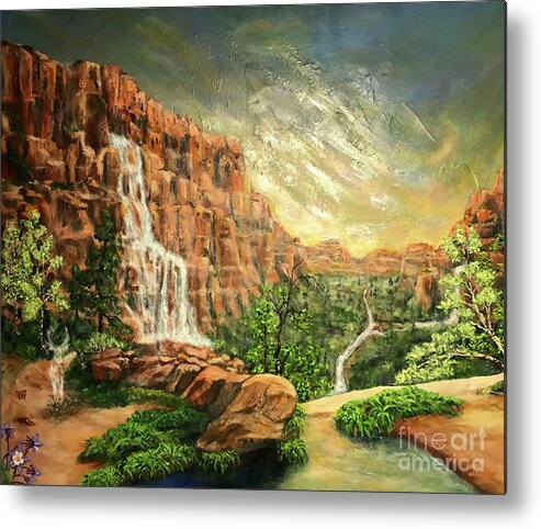 After The Storm Metal Print featuring the painting After the Storm Zion by Bonnie Marie