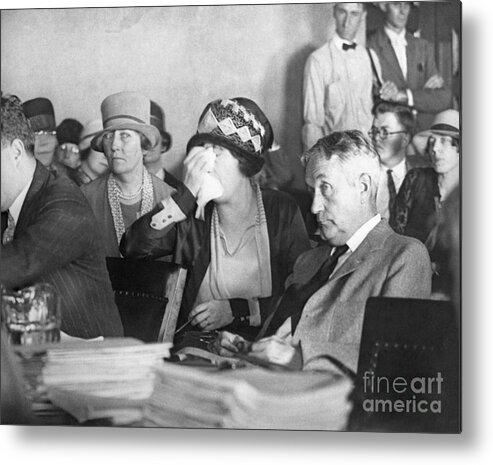 Drowning Metal Print featuring the photograph Aimee Semple Mcpherson Crying In Court by Bettmann