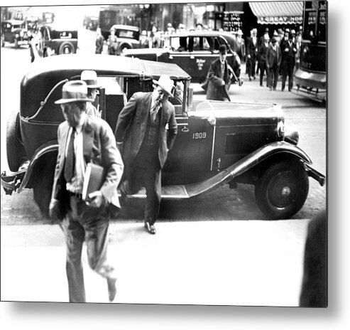 Crime Report Metal Print featuring the photograph Al Capone Leaving A Taxi Outside The by New York Daily News Archive