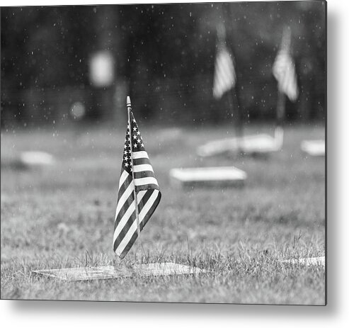 Patriotic Metal Print featuring the photograph Black and White Photography - Veterans by Amelia Pearn