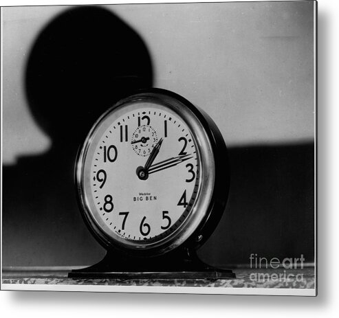 Shadow Metal Print featuring the photograph Analog Clock by Bettmann