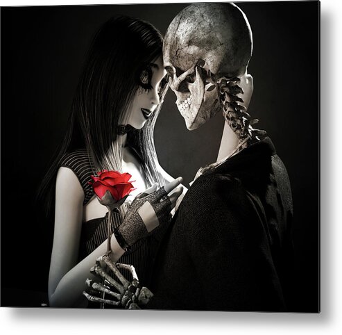 Black And White Metal Print featuring the digital art Ancient Love by Robert Hazelton