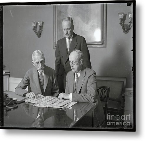 Mature Adult Metal Print featuring the photograph Andrew Mellon Examining New Currency by Bettmann