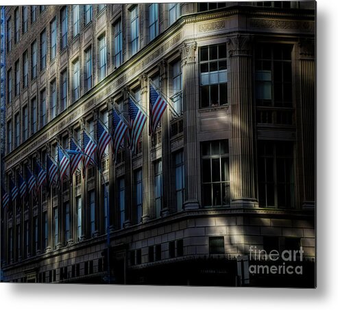 Nyc Metal Print featuring the photograph Architecture NYC Flags Shadows by Chuck Kuhn