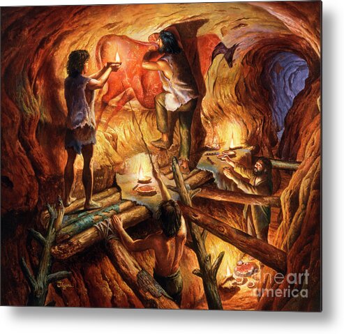 Cave Painting Metal Print featuring the photograph Art Of The Painting Of The Lascaux Caves by Christian Jegou Publiphoto Diffusion/science Photo Library