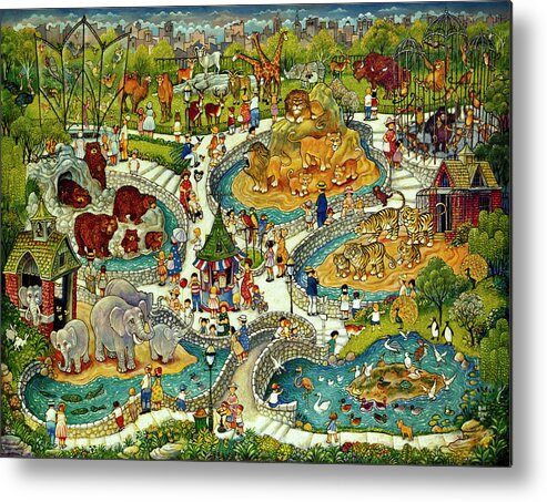 At The Zoo Metal Print featuring the painting At The Zoo by Bill Bell