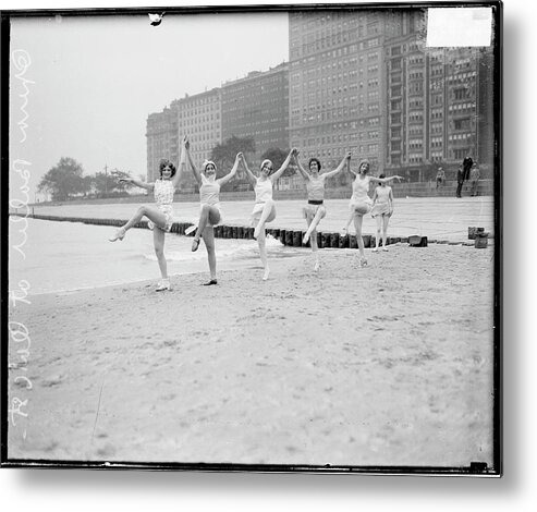 Ballet Dancer Metal Print featuring the photograph Ballet Dancers On The Beach by Chicago History Museum