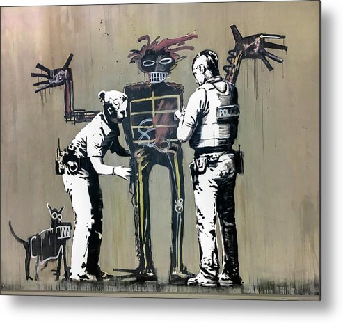 Banksy Metal Print featuring the photograph Banksy Coppers Pat Down by Gigi Ebert