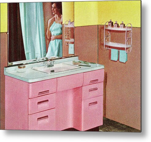 Bathroom Metal Print featuring the drawing Bathroom Sink and Mirror by CSA Images