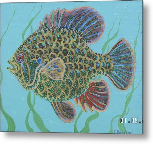 Painting Metal Print featuring the painting Bejeweled Bluegill by Todd Peterson