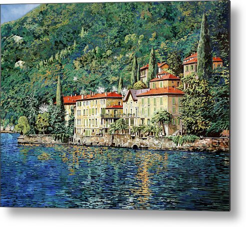 Landscape Metal Print featuring the painting Bellano on Lake Como by Guido Borelli