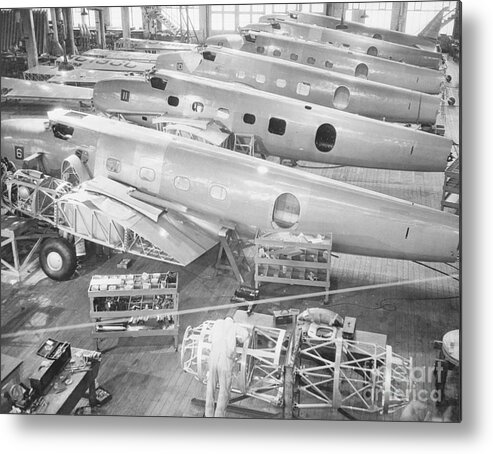 People Metal Print featuring the photograph Boeing Assembly Floor by Bettmann