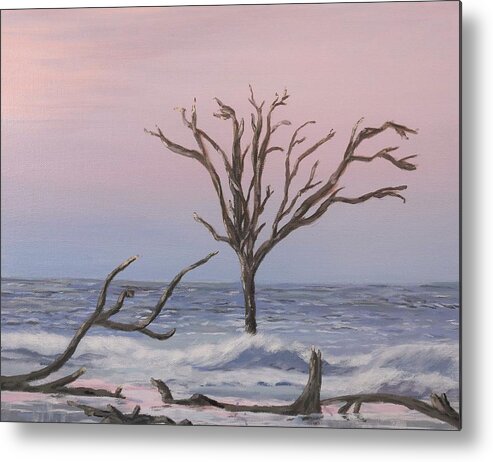 Beach Metal Print featuring the painting Boneyard Beach Sunrise by Deborah Smith
