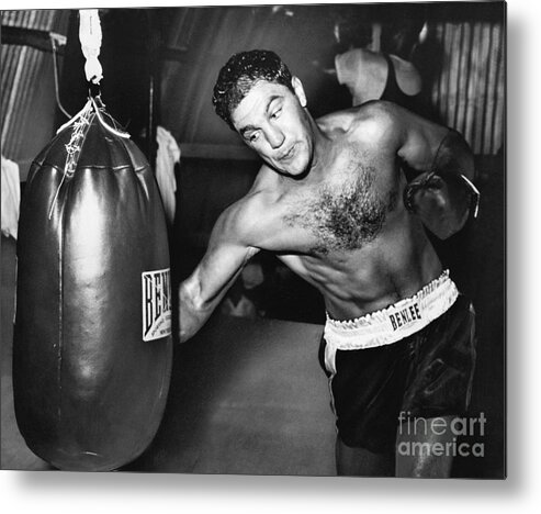 People Metal Print featuring the photograph Boxer Rocky Marciano Practices by Bettmann