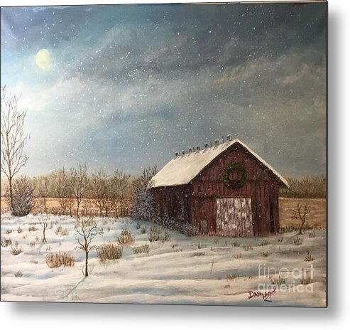 Landscape Metal Print featuring the painting Cambridge Christmas by Dan Wagner