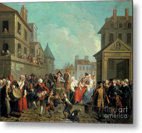 Crowd Of People Metal Print featuring the drawing Carnival In The Streets Of Paris, 1757 by Print Collector