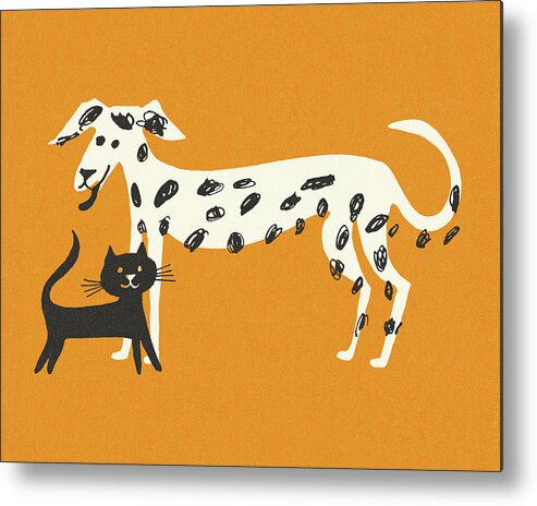 Animal Metal Print featuring the drawing Cat and Dog by CSA Images