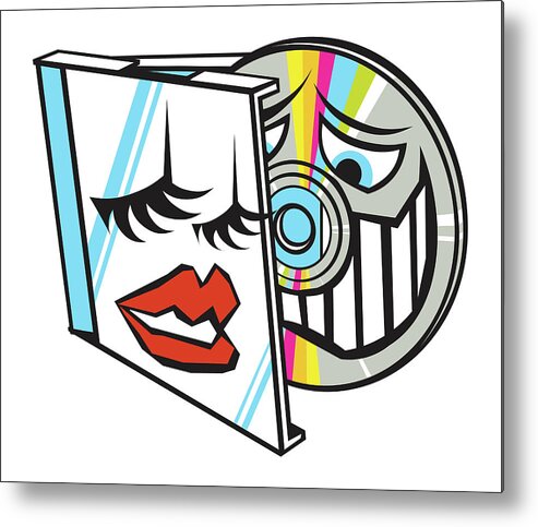 Adult Metal Print featuring the drawing CD and Jewel Case with Faces by CSA Images