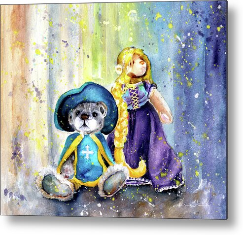 Teddy Metal Print featuring the painting Charlie Bears Faux Pas And Princess by Miki De Goodaboom