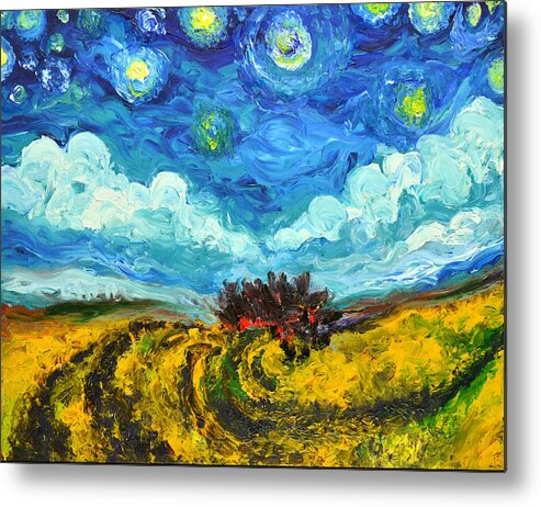 Clouds Metal Print featuring the painting Clouds and stars by Chiara Magni