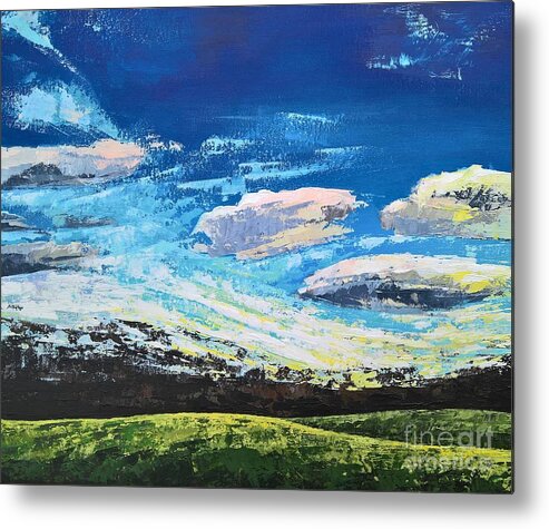 Landscape Metal Print featuring the painting As Clouds Go By... by Lisa Dionne