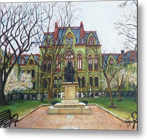 Architecture Metal Print featuring the painting College Hall, University of Pennsylvania by Henrieta Maneva