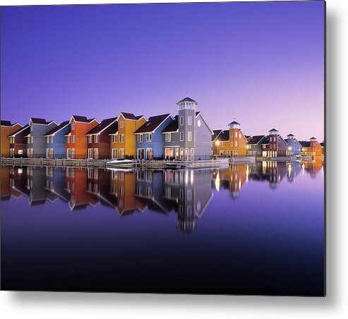 Dawn Metal Print featuring the photograph Colorful Residential Housing by Eschcollection